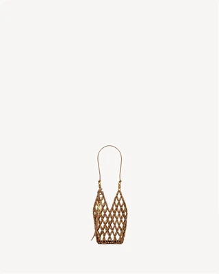 Мини-сумка-ведро CASSANDRE из деревянных бусин SAINT LAURENT, коричневый 47362489
