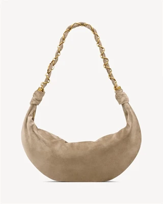 AMALIA хобо из замши SAINT LAURENT, бежевый 47362635