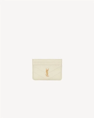 Картхолдер NIKI из винтажной кожи SAINT LAURENT, бежевый 47365812