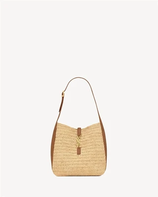 LE 5 À 7 мягкая маленькая сумка из рафии и кожи SAINT LAURENT, бежевый 47375347
