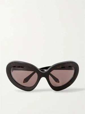 Круглые солнцезащитные очки из ацетата черепаховой расцветки ALAÏA EYEWEAR, коричневый 47350177