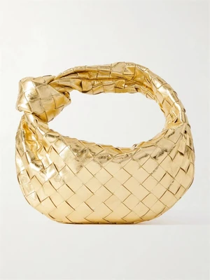 Мини-сумка Jodie из плетеной металлизированной кожи с узлом BOTTEGA VENETA, золотой 47350812