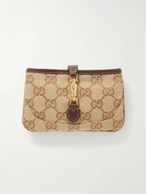 Кошелек Jackie из жаккардовой парусины с кожаной отделкой GUCCI, бежевый 47351467