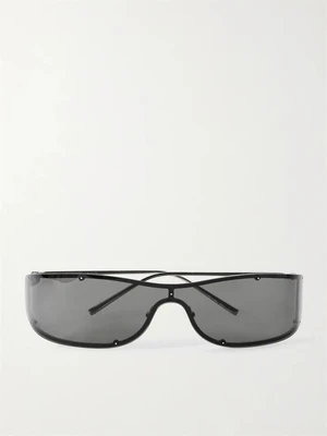 Солнцезащитные очки в D-образной оправе серебристого цвета Saint Laurent Eyewear, серебряный 47353511