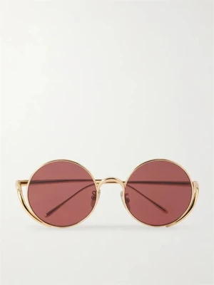 Солнцезащитные очки с круглой оправой золотистого цвета LOEWE EYEWEAR, золотой 47356706