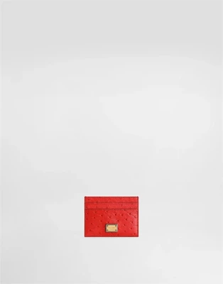 Кардхолдер из полированной страусиной кожи DOLCE & GABBANA, красный 47361747