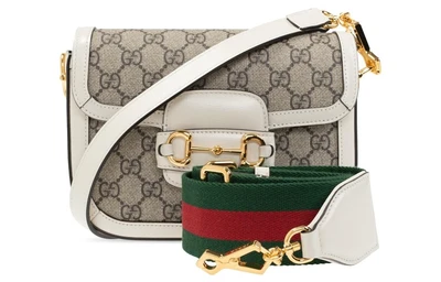 Мини-сумка Gucci Horsebit 1955 Бежевый/Белый 4546876