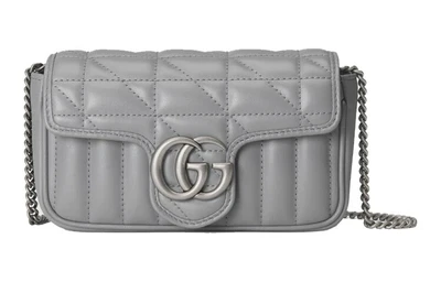 Женская сумка Gucci Marmont стеганая, серая 4546656