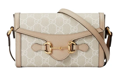 Женская сумка через плечо Gucci Horsebit 1955, бежевая 4546639