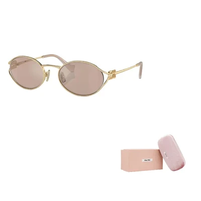 MIU MIU Солнцезащитные очки овальной формы Eyewear Oval Frame, Gold 27984047