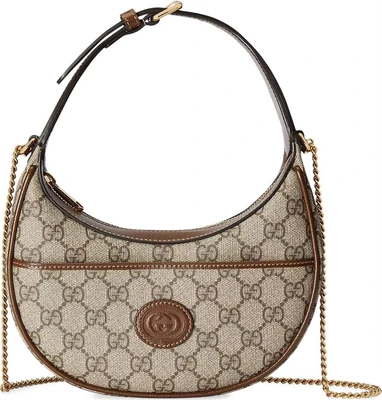 Сумка Gucci Half Moon в бежево-коричневой гамме 619731