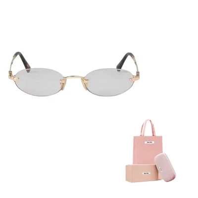 MIU MIU Солнцезащитные очки овальной формы Eyewear Gold 27984053