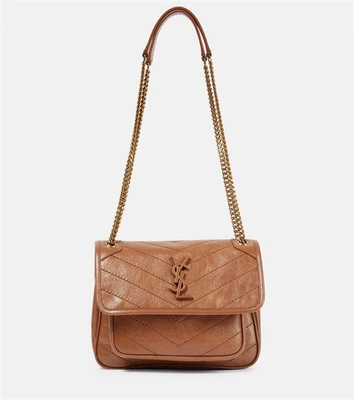 Niki Baby Маленькая кожаная сумка через плечо Saint Laurent, коричневый 2108840