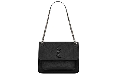 Сумка через плечо Saint Laurent Niki, средняя жатая винтажная черная 4549078