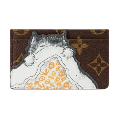 LOUIS VUITTON Кошелек для карт из кожи с принтом в виде котенка 27973189