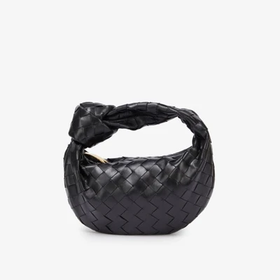 Кожаная сумка Mini Jodie Intrecciato с верхней ручкой Bottega Veneta, черный 6392555