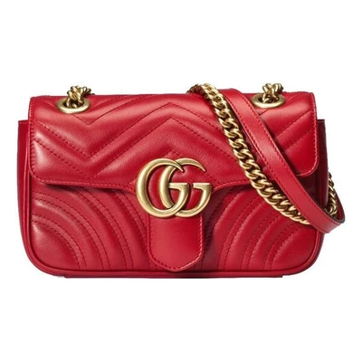 Мини-сумка Gucci GG Marmont через плечо, красная 21158721