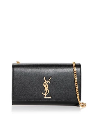 Маленькая сумка Kate из кожи с тиснением Grain De Poudre Saint Laurent, цвет Black 6785326