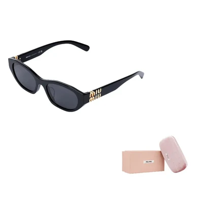 MIU MIU Солнцезащитные очки овальной формы Eyewear Oval Frame, Black 27984045