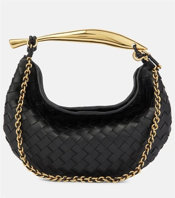 Маленькая кожаная сумка через плечо sardine Bottega Veneta, черный 6951616
