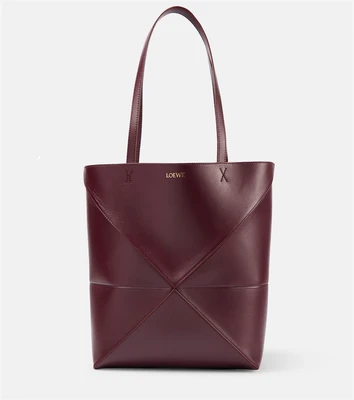 Складная кожаная сумка-тоут Puzzle Fold Medium Loewe, Dark Burgundy 25641340