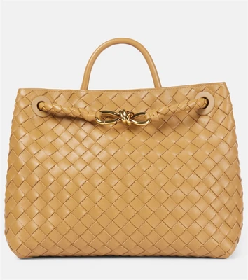 Andiamo Intrecciato средняя кожаная сумка-тоут Bottega Veneta, DARK PRA-MB-DARK PRA 25641259
