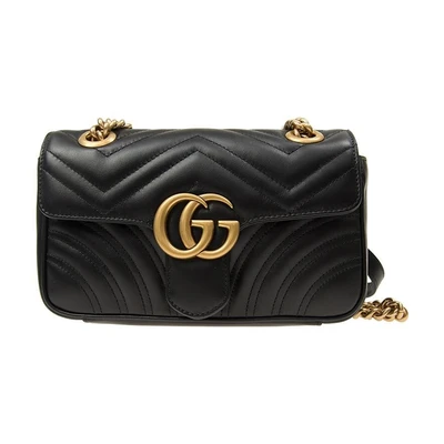 Мини-сумка Gucci GG Marmont Matelasse Chevron Черная 4532488