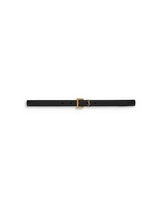 Тонкий ремень Cassandre с квадратной пряжкой в коробке Saint Laurent Leather Saint Laurent, цвет Black 6778314
