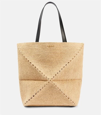 Складная сумка-пазл Fold XL из рафии Loewe, Natural/Black 25641860