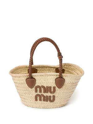 Соломенная сумка-тоут MIU MIU, нейтральный 25744082