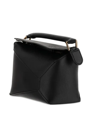 Мини-сумка Puzzle Edge из телячьей кожи с верхней ручкой LOEWE, черный 25905763