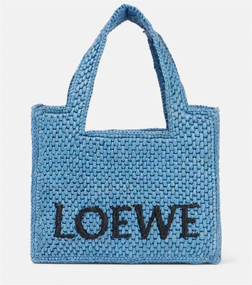 Плетеная сумка Paula's Ibiza Mini Logo Loewe, светло-синий 25625384