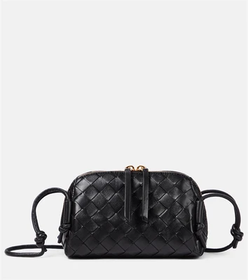 Концертный мини-кошелек Intrecciato из кожи Bottega Veneta, Black-Gold 25641977