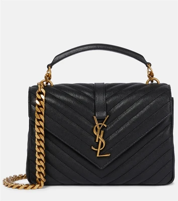 Кожаная сумка через плечо College среднего размера Saint Laurent, черный 2106617