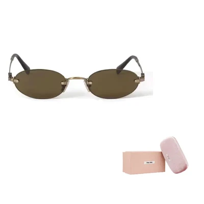 MIU MIU Солнцезащитные очки овальной формы Eyewear Oval Frame, Gold 27984050