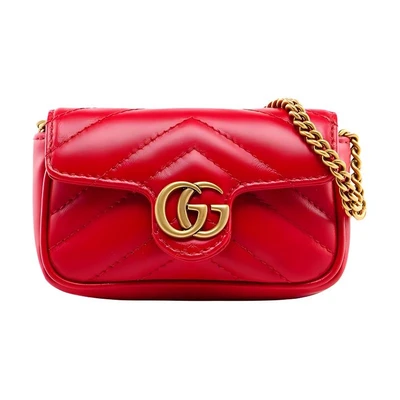 GUCCI Кошелёк GG Marmont из стёганой кожи экстра мини для женщин красный 27944516