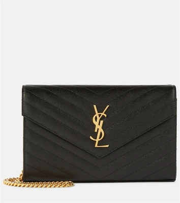 Кошелек Cassandre из матовой кожи на цепочке Saint Laurent, черный 2108748