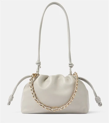Средняя кожаная сумка через плечо Flamenco Loewe, Shell Grey 25622099