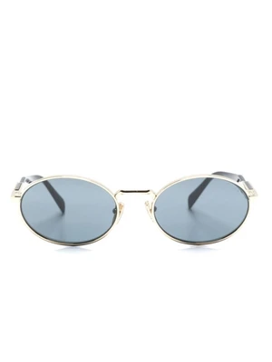Prada Eyewear солнцезащитные очки в овальной оправе с логотипом, золотой 18038165
