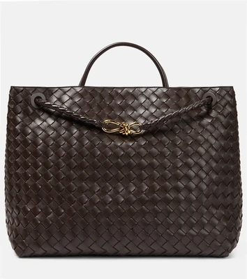 Большая кожаная сумка-тоут andiamo Bottega Veneta, коричневый 5982790