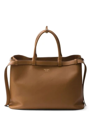 Кожаная сумка Prada с пряжкой и двойным ремнем, коричневый 15678444