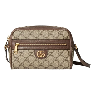Мини-сумка на плечо Gucci Ophidia GG Super Mini, бежевая 21113785