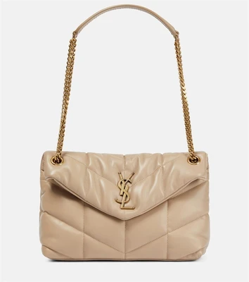 Маленькая кожаная сумка через плечо Puffer Saint Laurent, бежевый 2109172