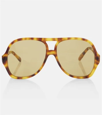 Авиаторские солнцезащитные очки с логотипом Chloé, Havana-Havana-Green 25622486