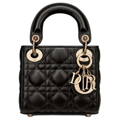 Леди Диор из овчины, дамская сумочка Lady Dior, через плечо, кроссбоди, миниатюрная женская черная 26476666