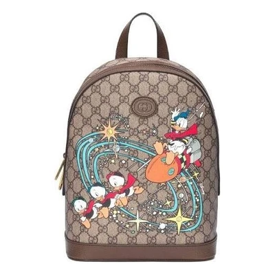 Рюкзак Gucci x Disney 'GG Supreme' с Дональдом Даком, коричневый 21180985