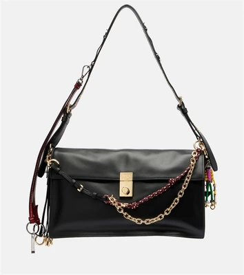 Мягкий звук Большая кожаная сумка через плечо Prada, черный 25639109