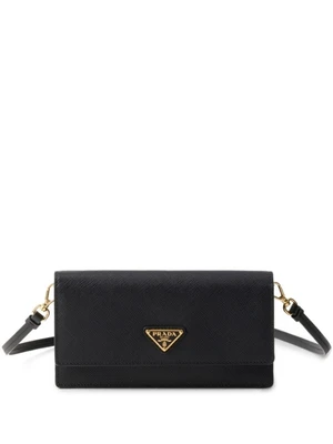 Мини-сумка Prada из кожи с треугольным логотипом, черный 15684156