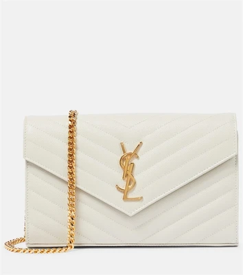 Кошелек Cassandre из матовой кожи на цепочке Saint Laurent, белый 2107004