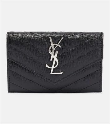 Маленький кожаный кошелек с монограммой Saint Laurent, черный 2108786